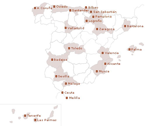 Mapa de España. Provincias
