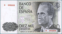 Anverso billete de 10000 pesetas