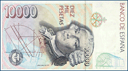 Reverso billete 10000 pesetas