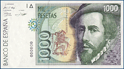 Anverso billete de 1000 pesetas