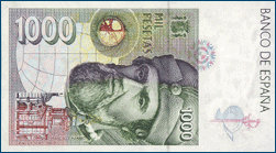 Reverso billete 1000 pesetas