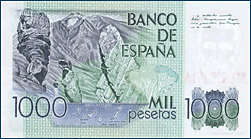 Reverso billete 1000 pesetas