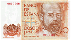 Anverso billete de 200 pesetas