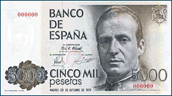 Anverso billete de 5000 pesetas