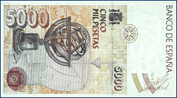Reverso billete 5000 pesetas