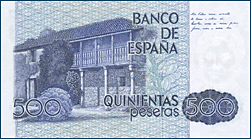 Reverso billete 500 pesetas