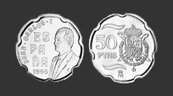 moneda de 50 pesetas, cara y cruz