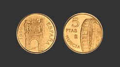 moneda de 5 pesetas, cara y cruz