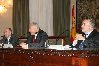 Abrir foto en nueva ventana: Rueda de prensa: Miguel Fernández Ordóñez, Dominique Strauss-Kahn y Pedro Solbes.