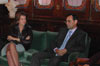 Abrir foto en nueva ventana: Aula virtual. Presentaci&oacute;n del acuerdo de colaboraci&oacute;n con IBM (El Gobernador del Banco de Espa&ntilde;a junto con la presidenta de IBM)