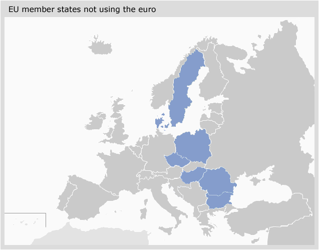 EU member states not using the euro